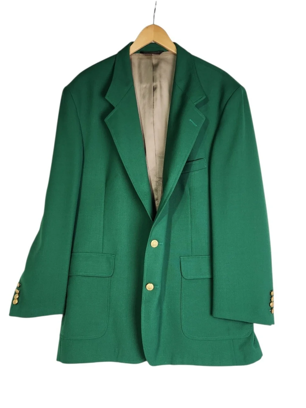 Vintage Hubbards Men’s Green Blazer 48L Gold Button Preppy USA Made Country Club